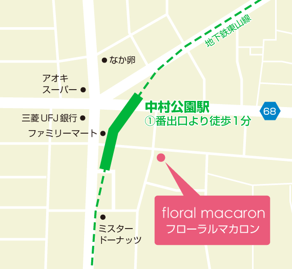【地図】 名古屋プリザーブドフラワー教室 フローラルマカロン